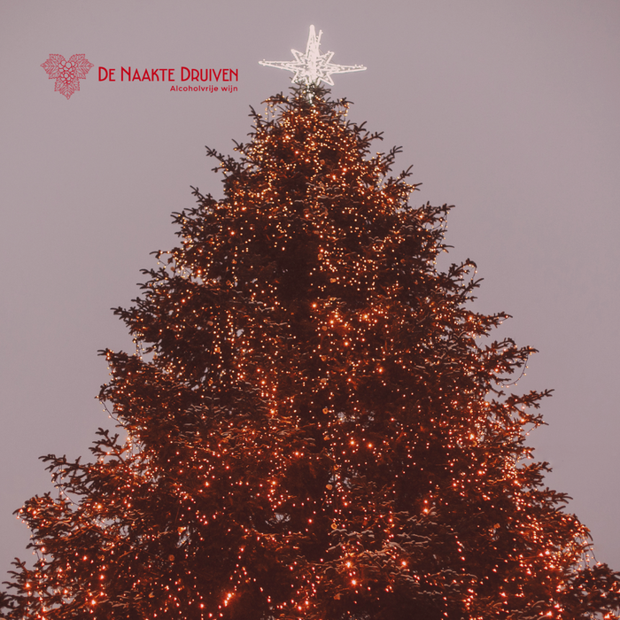 Kersttafel gedekt met alcoholvrije wijnen en gerechten